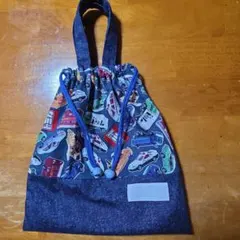 車のイラスト体操着袋お着替え袋ハンドメイド30✕28