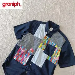 graniph スクーリングフィッシュ パッチワーク半袖シャツ　Мのサムネイル