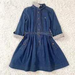 【美品】バーバリーブルーレーベル デニムワンピース ノバチェック 金ボタン M