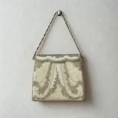 ヴィンテージ 総ビーズバッグ 和装バッグ パーティー ゴールド オーロラカラー