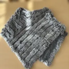 グレー ファー ネックウォーマー スヌード　ラビット