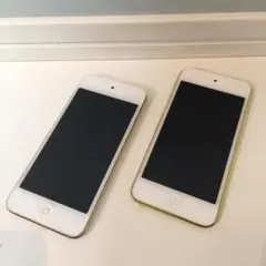 【部品取用ジャンク2台セット】iPod touch 5世代＆6世代　黄緑＆金