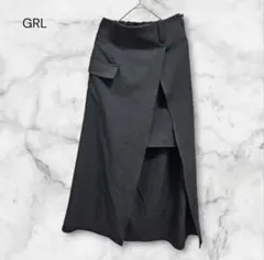 グレイル GRL アシンメトリースリットタイトスカート S ブラック ベルト無