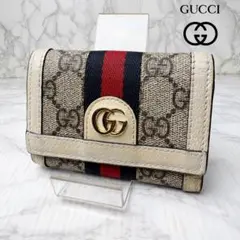 021 美品 GUCCI シェリーライン プチマーモント 三つ折財布 xn4