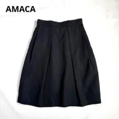 新品✨【アマカ】M フレアスカート 膝丈 シンプル ブラックのサムネイル