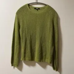 UNIQLO 3Dメッシュクルーネックセーター　緑