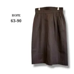 【ロペ】ROPE ウール100%ひざ丈タイトスカート　ストライプ　ダークブラウンのサムネイル