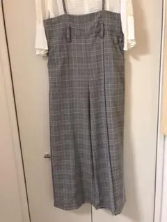 セシルマクビー　サロペット　オーバーオール　ワイドパンツ　グレンチェック