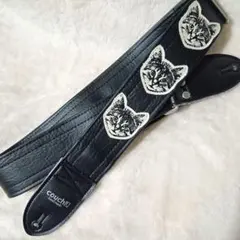 コーチギターストラップCouch Guitar Strap CAT猫 黒ブラック