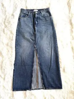 ZARA デニムロングスカート スリット入り