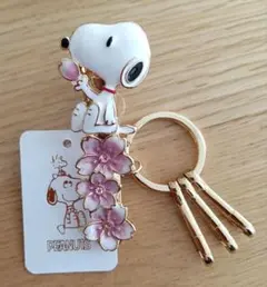 スヌーピー　クリップ　バッグキークリップ　キーリング　スヌーピーと桜