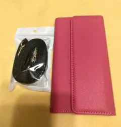 【AQUOS sense2】手帳型スマホケース ピンク ショルダーストラップ付き