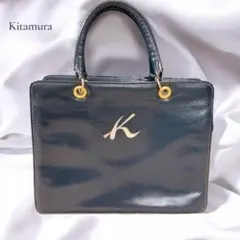 Kitamura キタムラ ハンドバッグ kロゴ レザー 紺 ネイビーのサムネイル