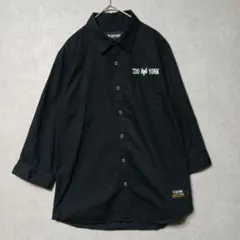 ZOO YORK ズーヨーク 刺繍ロゴ バックプリント 七分袖シャツ M 黒のサムネイル