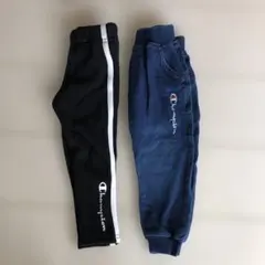 Champion ブラック 裏フリース￼パンツ ストレッチ薄手デニムパンツ