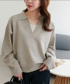 【もちもち素材/大人の抜け感】モチモチスキッパープルオーバー