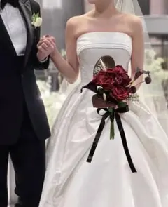 バーガンディ　アンスリウム　カラー　ローズ　ウェディングブーケ ブートニア