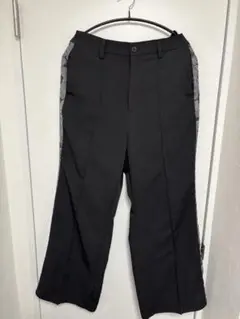 ブラック ワイドレッグスラックス サイドパターン　JUNRED