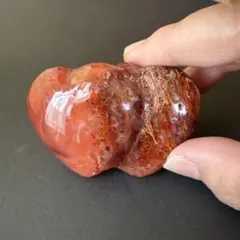 ①赤いアゲート ダブルハート　モス模様