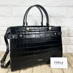 未使用級　FURLA　フルラ　クロコ型押し　２way　ハンドバッグ 2025年最新】furla クロコ ハンドバッグの人気アイテム - メルカリ