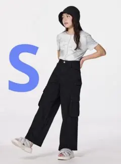 GU GIRLSセンターシームワイドカーゴパンツJR