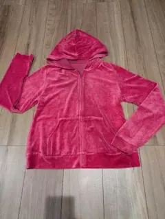 お値下げベロア生地 パーカー（ピンク）