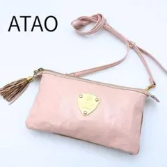 ATAO BooBoo お財布ショルダーバッグ エナメル ベビーピンク タッセル