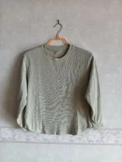 ユニクロ　ワッフル　グリーン ロンT　Sサイズ