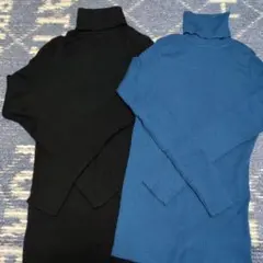 リブ編みタートルネックセーター2色セット