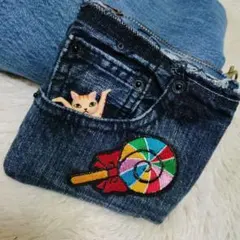デニムリメイク　ポーチ　（他商品とご一緒購入でお値引き特典あり）