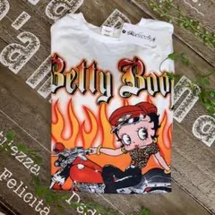 ベティちゃんTシャツ ベティブープ半袖Tシャツ　メンズ　ベティ　ホワイト　炎
