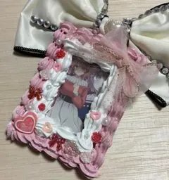 ホイップデコ　ホワイト ピンク リボン　推し活