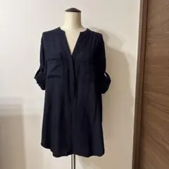 [美品]ships シップス　チュニック　ブラウス　ネイビーのサムネイル