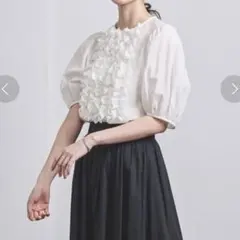新品タグ付き ユナイテッドアローズ フリルショートスリーブブラウス 白