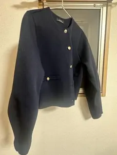 GREEN LABEL RELAXING ノーカラージャケットネイビー