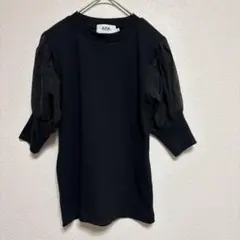 【アズル】ブラック 半袖ニット S