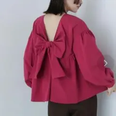 NATURAL BEAUTY BASIC バックリボン ブラウス ピンク 長袖