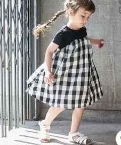 半袖ギンガムチェックワンピース　130