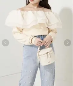 【2/10まで】 chico フリル2wayオフショルニット