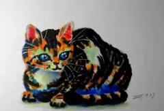キジトラ 猫の絵 手描き イラスト アート インテリア 雑貨 送料無料 匿名配送