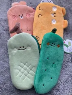 野菜 動物 キャラクター筆箱 4個 うさぎ ペンケース もふもふ ポーチ 犬 兎