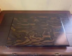 アンティーク・3.5cm低背・飾り台・花台・香台・黒檀・唐木虎柄木目　レア