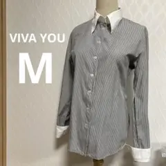 VIVA YOU ビバユー　ストライプ 長袖　ブラウス　清楚　ホワイトカラーのサムネイル