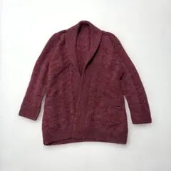 上品ボルドー ショールカラー ニットカーディガン 大人カジュアル 羽織り