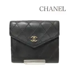 極美品❣️CHANEL 超人気 ブラック レザー 二つ折り財布 CHANEL 二つ折り財布 ブラック レザー - メルカリ