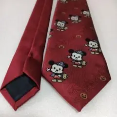 最終価格)ハロインバ一ジョン.ミッキーマウス プリント 赤 ネクタイ