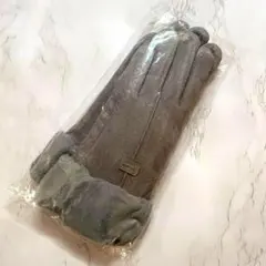 レディース 手袋 グレー 防風防寒 秋冬 スマホ対応 裏起毛 もこもこ あったか