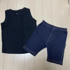 タンクトップ　ノースリーブ　ハーフパンツ 2点セット デニム風　90 95