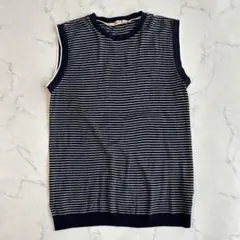 バッカ トゥモローランド　タンクトップ　ベスト【M】38　ネイビー　ボーダー　綿のサムネイル