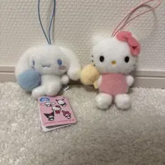 サンリオキャラクターズ　もふっとわたあめマスコット　シナモロール　ハローキティ